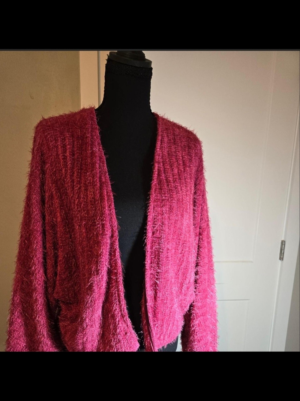 Sadie & Sage Fuzzy Raspberry Open-Front Cardigan